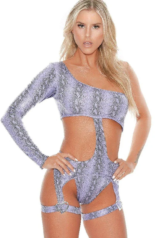 Button - Front Bodysuits with a Classic and Timeless AppealAsymmetrical Cutout Snake Print Bodysuit Button - Front Bodysuits with a Classic and Timeless AppealAsymmetrical Cutout Snake Print Bodysuit