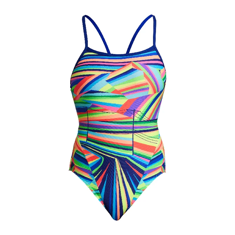 Metallic women swimwear with a shiny finish for a glamorous poolside lookLand Lines | Ladies Single Strap One Piece Metallic women swimwear with a shiny finish for a glamorous poolside lookLand Lines | Ladies Single Strap One Piece