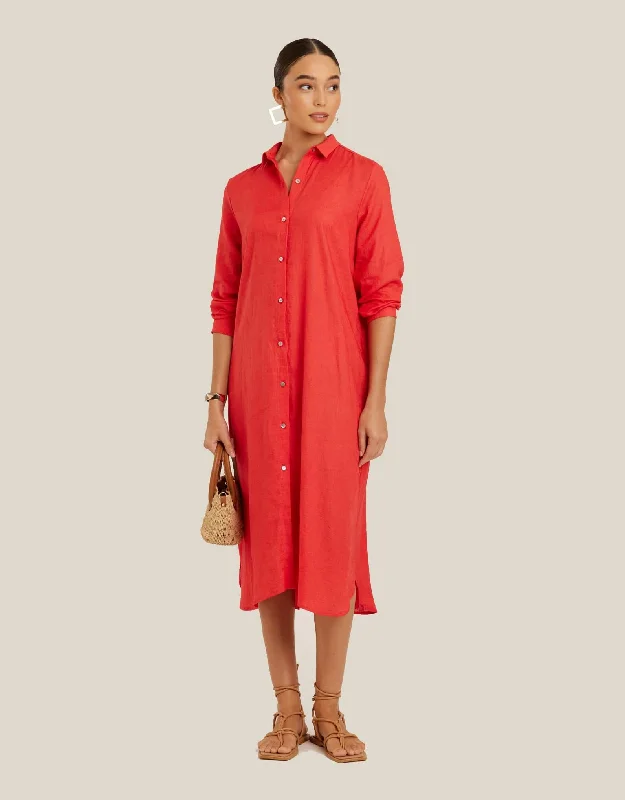 Wrap - around cover ups for a customizable fitChemisier Midi Shirtdress, Watermelon