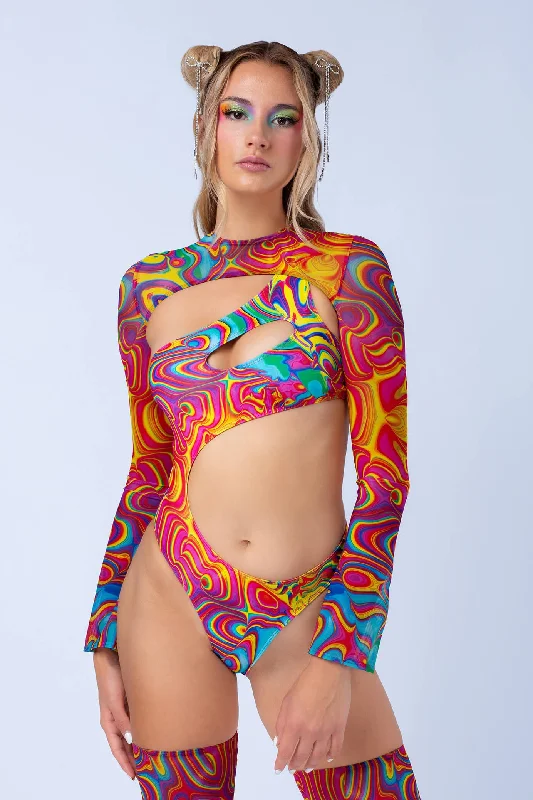 Compression Bodysuits for Post - Workout Recovery Lovestoned Asymmetrical Bodysuit & Shrug Set