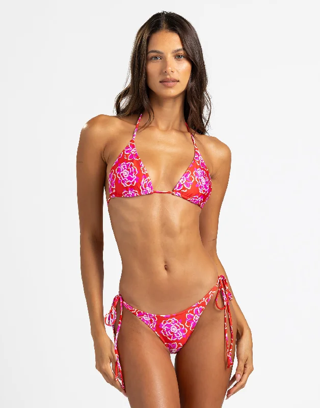 Women's Cut - Out Swim Tops in White with Geometric Shapes for an Edgy Beach StyleLuna Triangle Top - Red Floral Women's Cut - Out Swim Tops in White with Geometric Shapes for an Edgy Beach StyleLuna Triangle Top - Red Floral