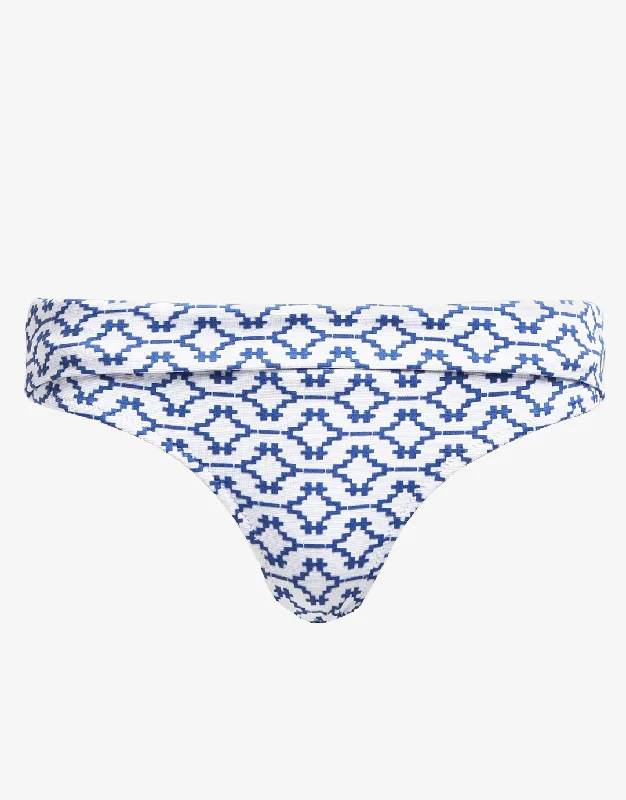 String bikini for a minimalistic and sexy beach styleMykonos Fold Over Bikini Pant - Blue and White