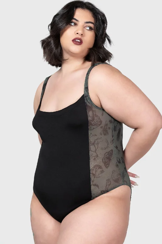 Ruffled Bodysuits with a Playful and Feminine TouchNight Lichen Bodysuit [PLUS]