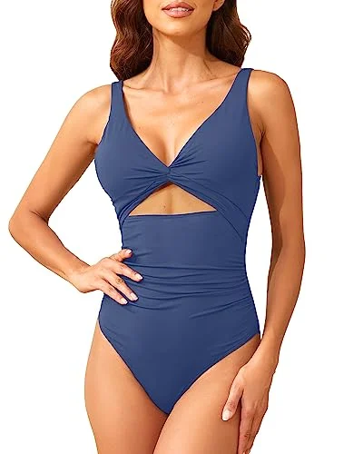 Women's Sheer Paneled One - Pieces in White for a Delicate and Elegant Evening AppearanceOne Piece Ruched Swimsuits Cutout Bathing Suits