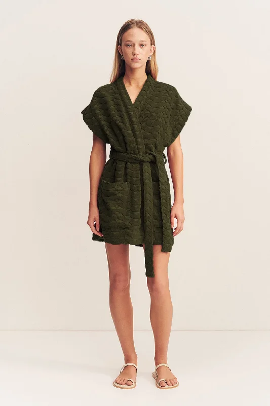 Ankle - length cover ups for a more covered - up and stylish beach lookPAULINE SLEEVELESS ROBE - KHAKI Ankle - length cover ups for a more covered - up and stylish beach lookPAULINE SLEEVELESS ROBE - KHAKI