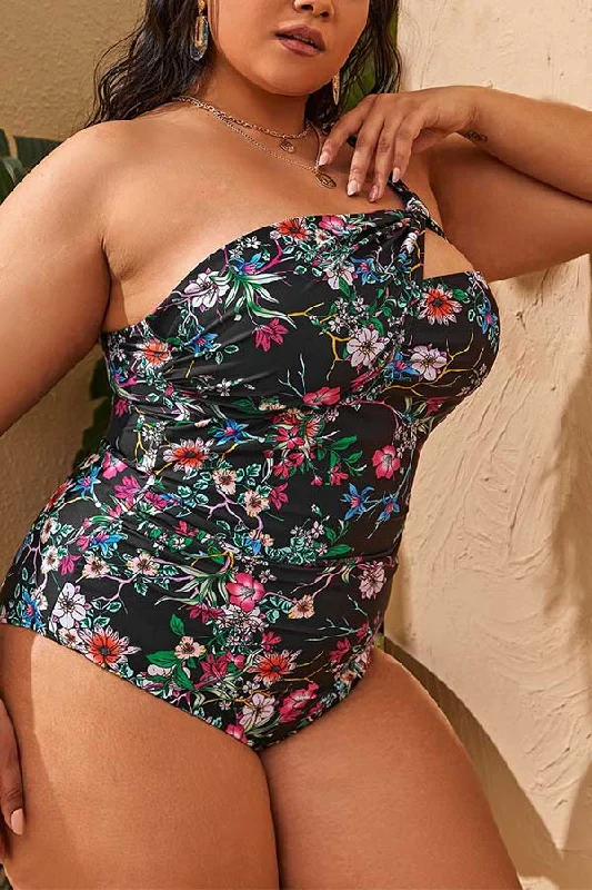 Plus Size Women's Floral Print Maxi One - Pieces in Multicolor for a Spring Garden PartyPlus Size Floral Print One Shoulder Ruching One Piece Swimsuit Plus Size Women's Floral Print Maxi One - Pieces in Multicolor for a Spring Garden PartyPlus Size Floral Print One Shoulder Ruching One Piece Swimsuit