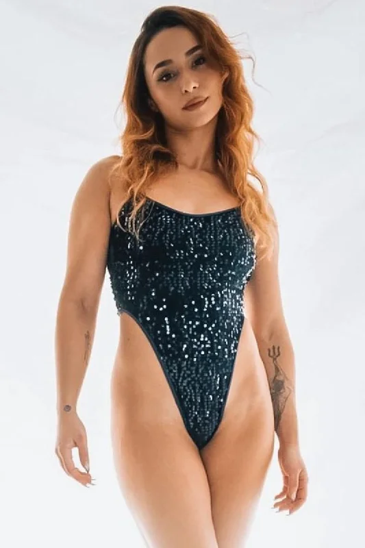Compression Bodysuits for Post - Workout RecoveryRolling KI Bodysuit - Navy Sequin