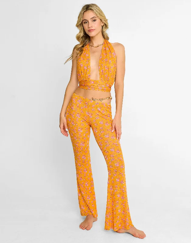Mock - neck cover ups for a more modern and stylish silhouetteSaddie Pant - Orange Ditsy Floral Mock - neck cover ups for a more modern and stylish silhouetteSaddie Pant - Orange Ditsy Floral