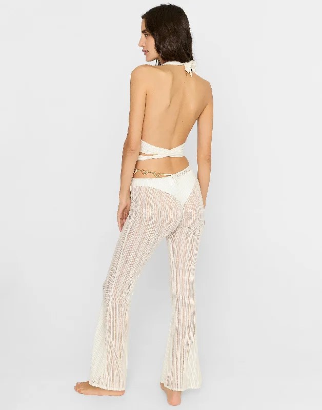 Petite - fit cropped linen cover ups for a breezy summer strollSaddie Pant - White/Gold Petite - fit cropped linen cover ups for a breezy summer strollSaddie Pant - White/Gold