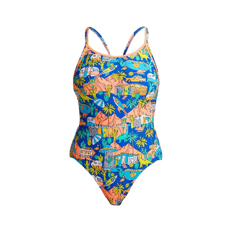 Metallic women swimwear with a shiny finish for a glamorous poolside lookWacky West | Ladies Eco Diamond Back One Piece Metallic women swimwear with a shiny finish for a glamorous poolside lookWacky West | Ladies Eco Diamond Back One Piece