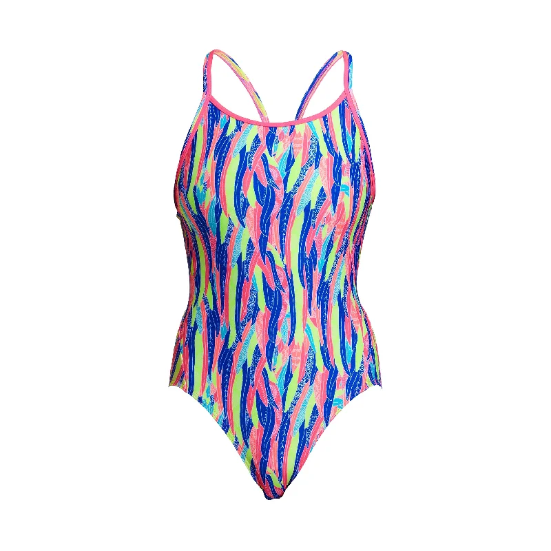Sustainable women swimwear made from recycled materials for eco - conscious beachgoersWing Tips | Ladies Diamond Back One Piece Sustainable women swimwear made from recycled materials for eco - conscious beachgoersWing Tips | Ladies Diamond Back One Piece