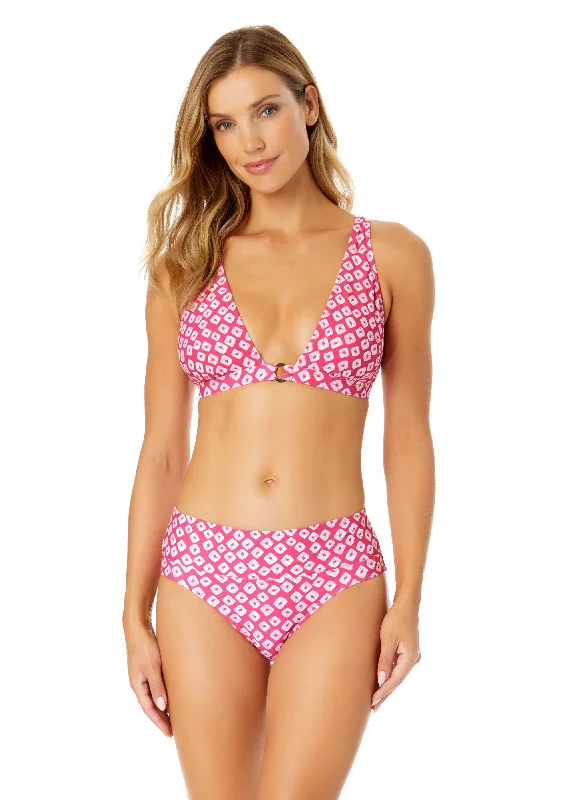 Women's Cut - Out Swim Tops in White with Geometric Shapes for an Edgy Beach StyleWomen's Shibori Geo Ring Plunge Triangle Bikini Swim Top Women's Cut - Out Swim Tops in White with Geometric Shapes for an Edgy Beach StyleWomen's Shibori Geo Ring Plunge Triangle Bikini Swim Top